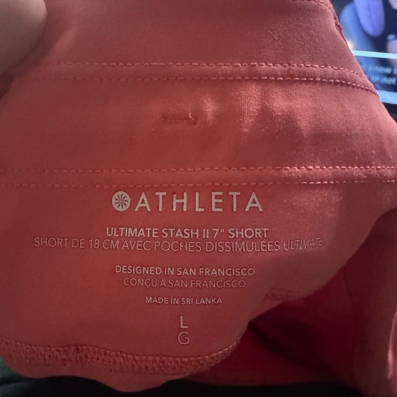 Athleta Ultimate Stash II 7" Short in Coral Petal biker Shorts - Picture 8 of 8